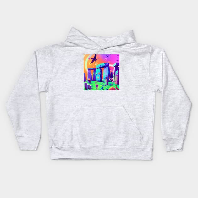 All the Animals Came to this Colorful Stonehenge Kids Hoodie by Star Scrunch